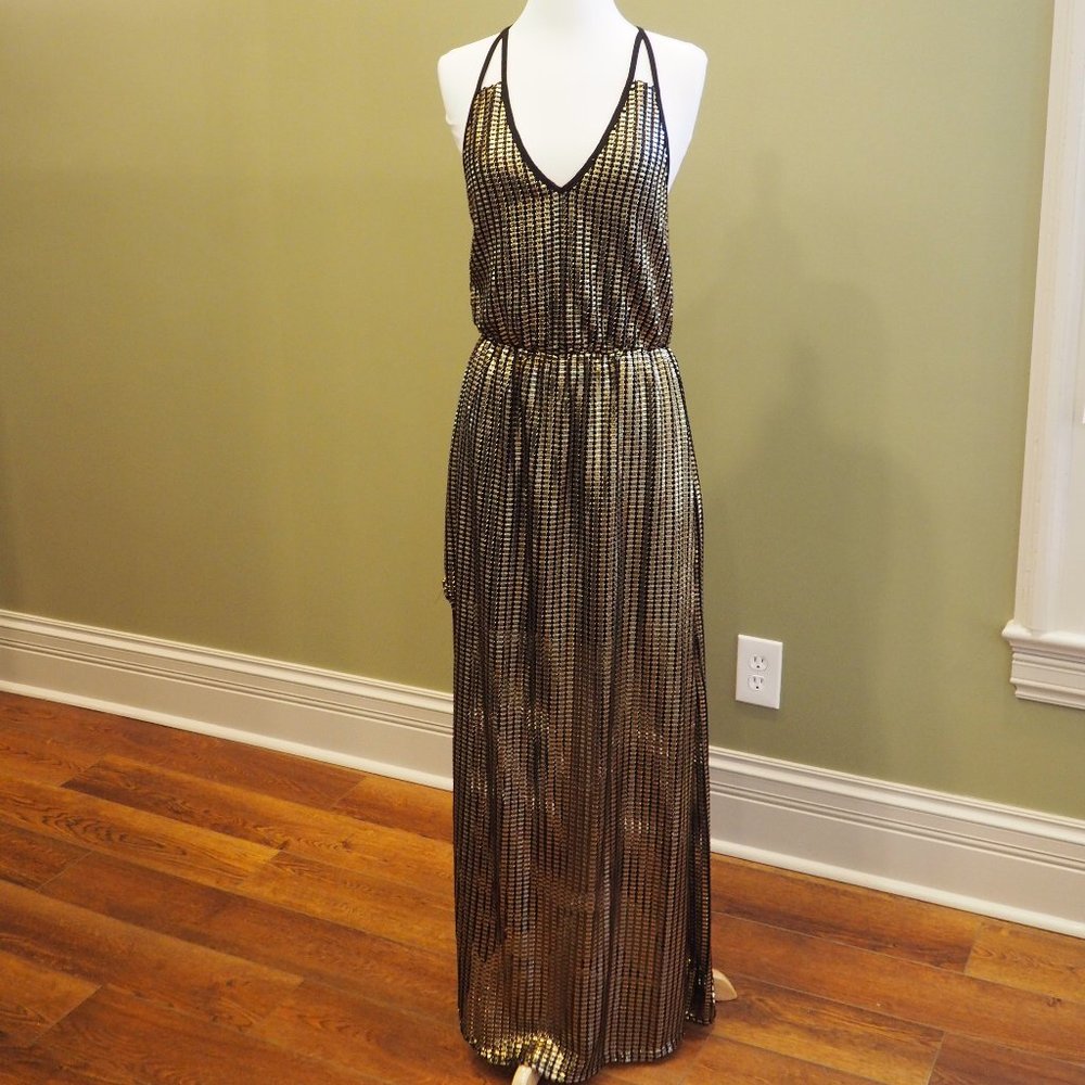 Gold and Black Backless Maxi Dress NWT